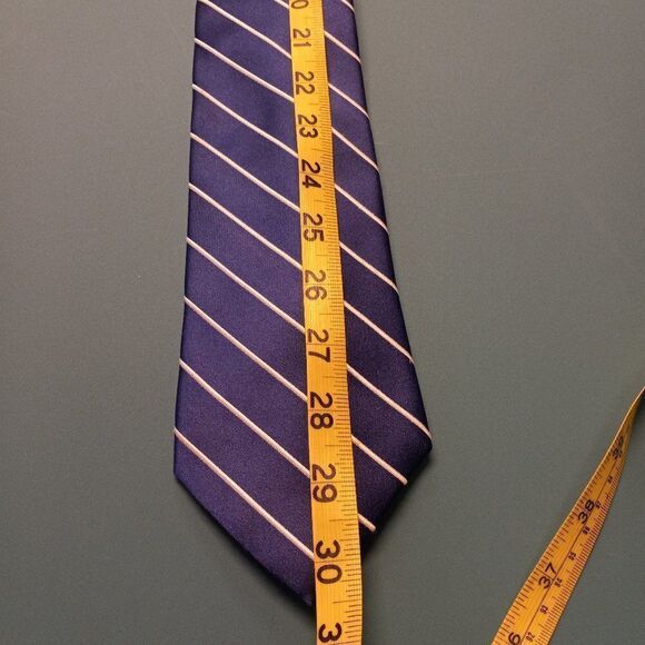 City of London Silk Blue with White stripe Tie - Picture 3 of 7